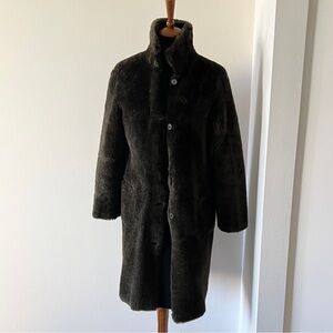 All Saints ALLSAINTS Serra Reversible Shearling Coat in Dark Khaki Green NWT - S